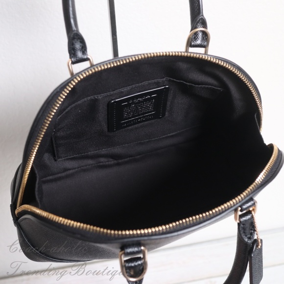 Coach Mini Sierra Crossgrain Leather Satchel Black - Picture 8 of 8